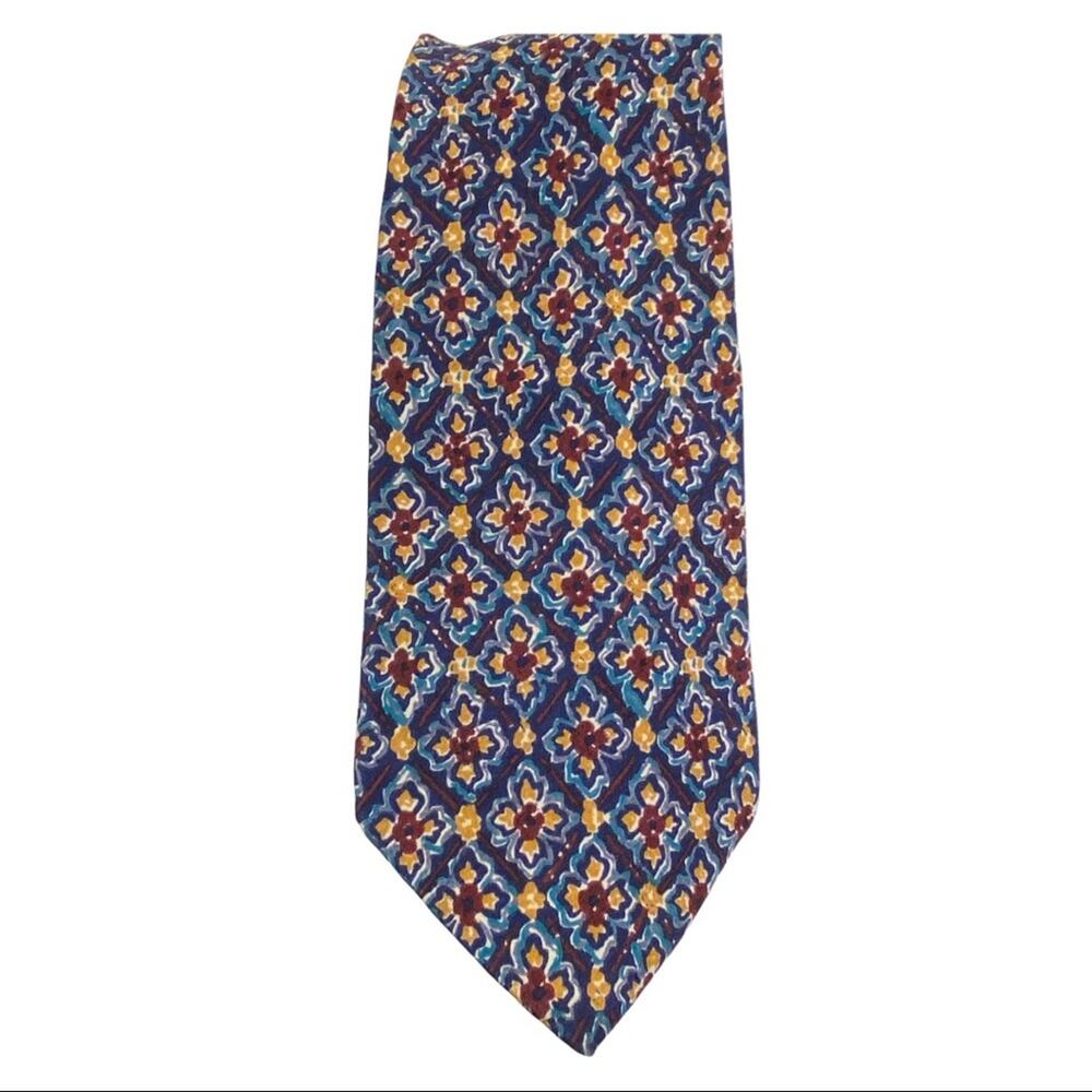 Vintage Christian Dior Monsieur Ceramic Tile Mosaic Print Tie